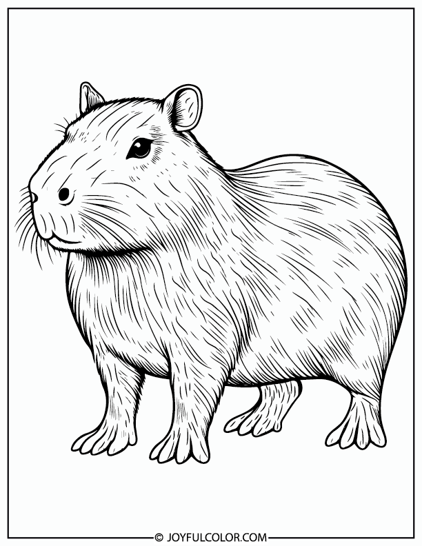 Capybara Coloring Page Illustration