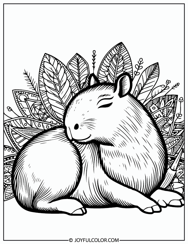 Kids Capybara Coloring Page