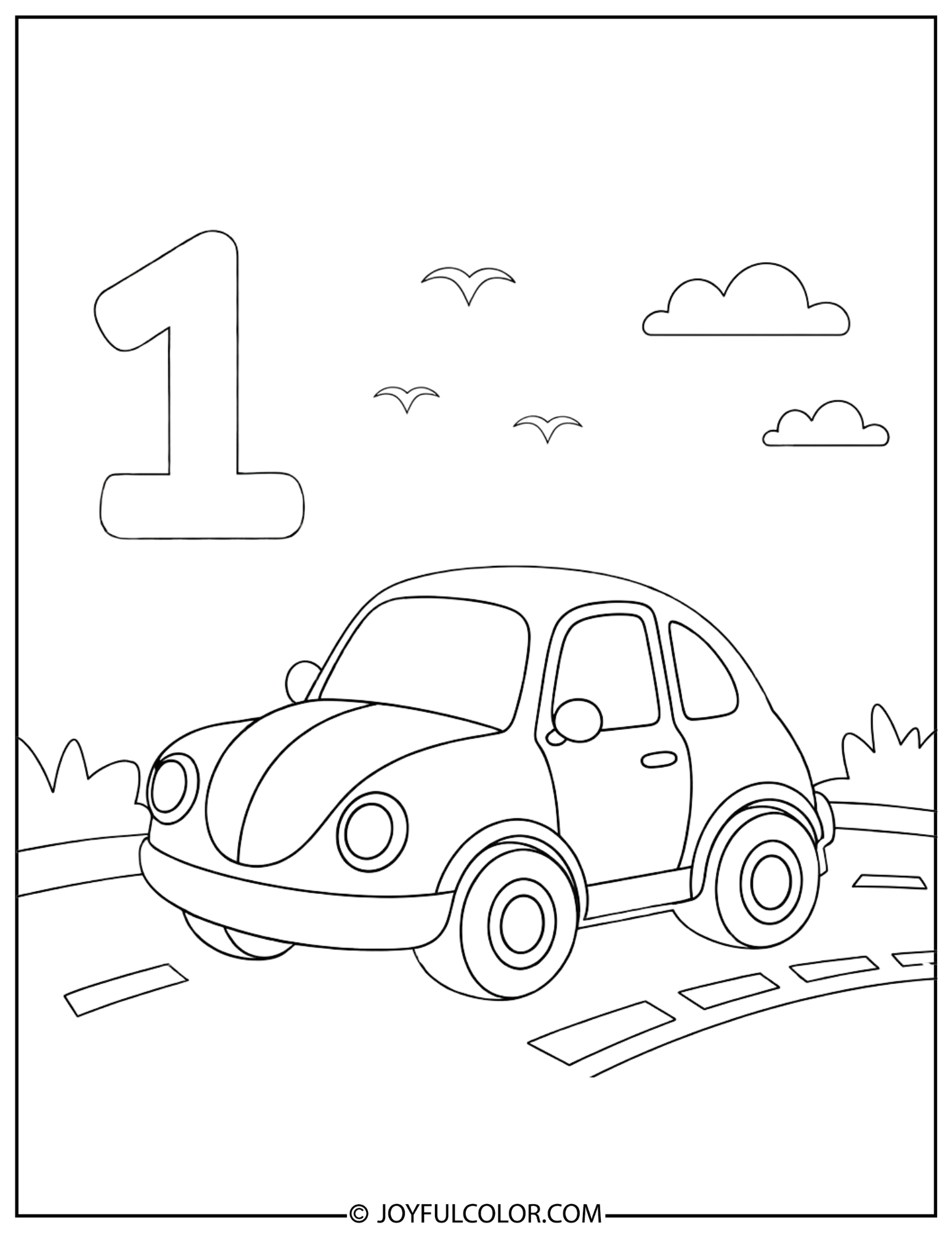 Car Number 1 Coloring Page