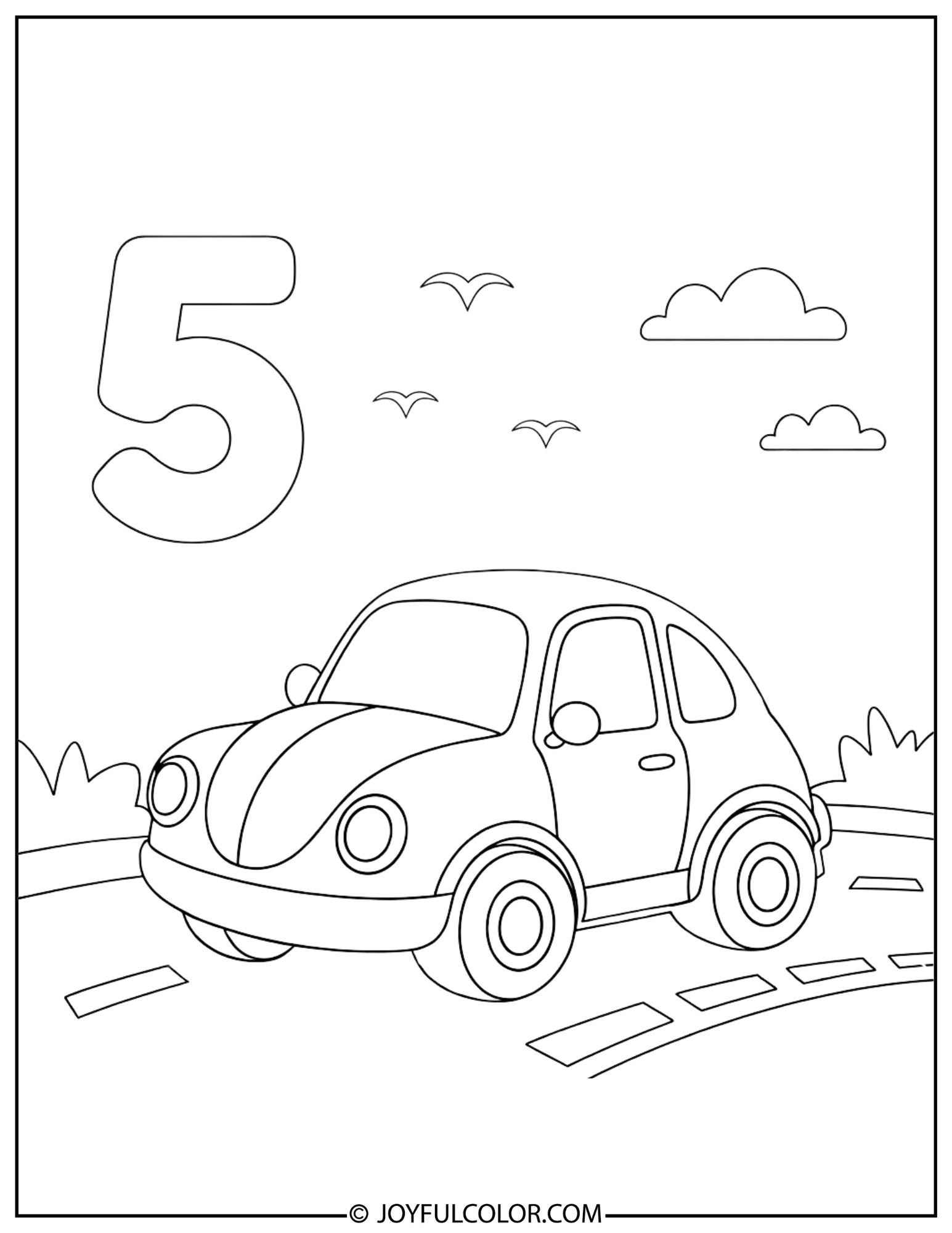 Car Number 5 Coloring Page 2