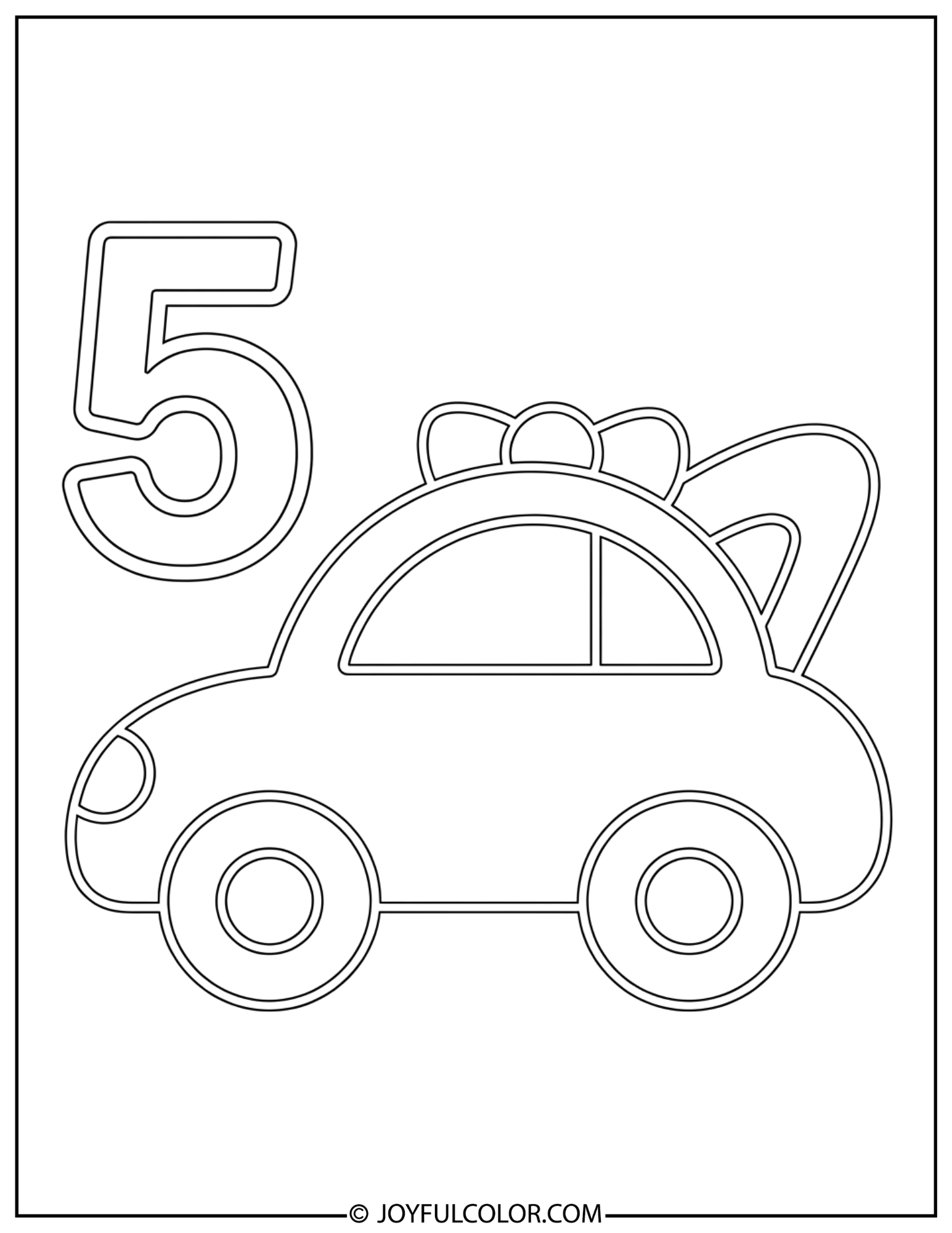 Car Number 5 Coloring Page