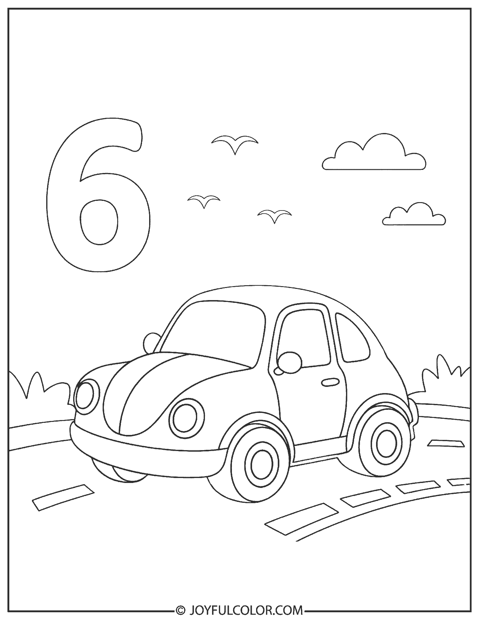 Race Car Number 6 Coloring Page