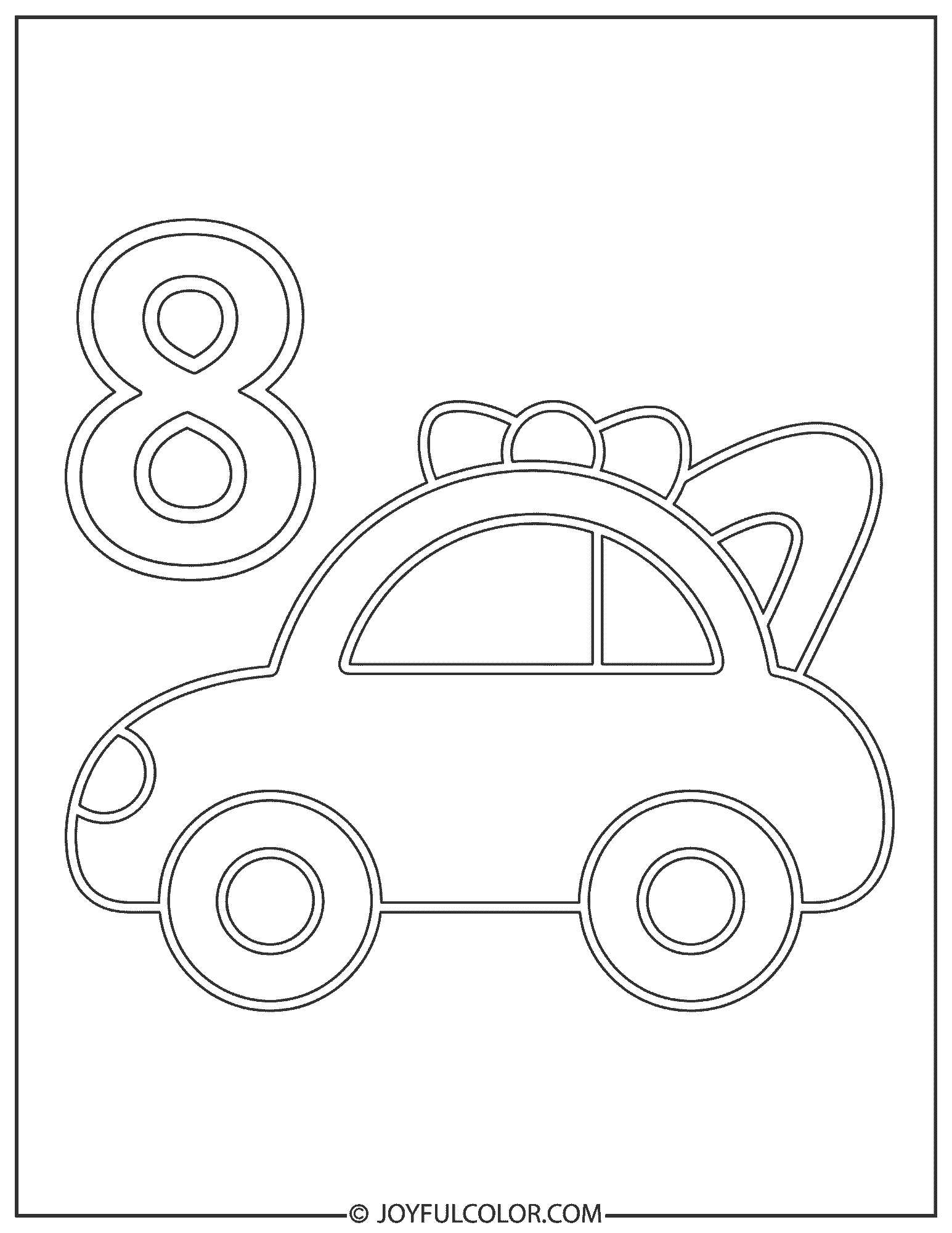 Car Number 8 Coloring Page
