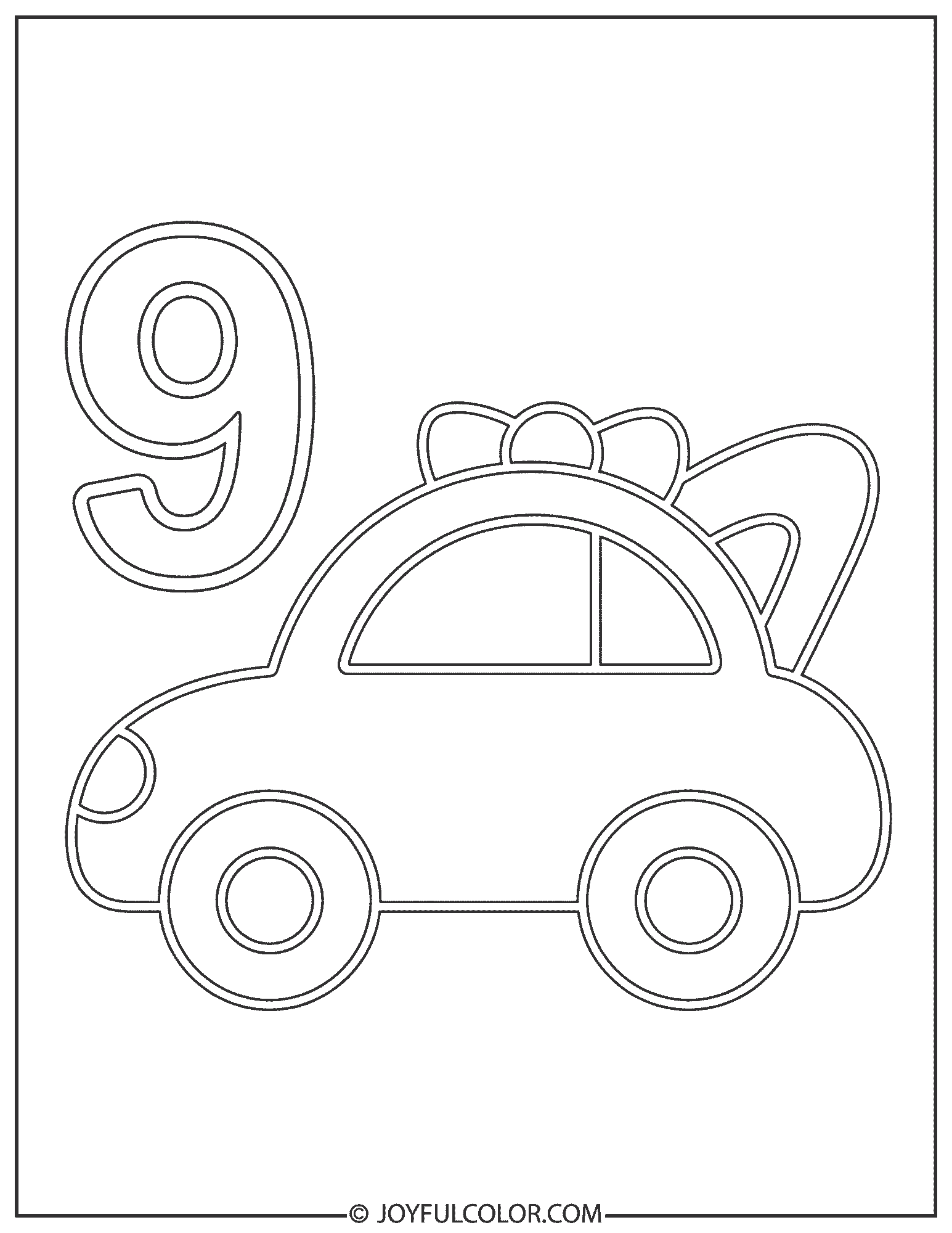Car Number 9 Coloring Page