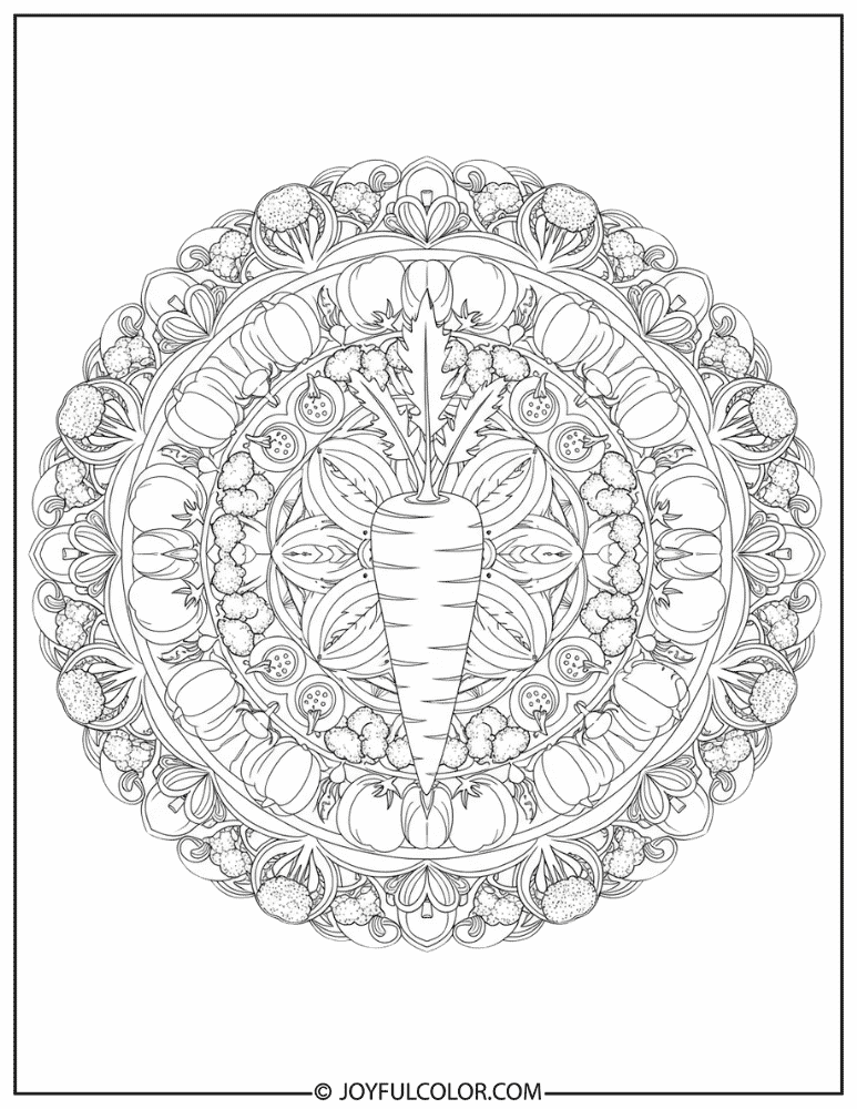 Carrot Mandala Coloring Page