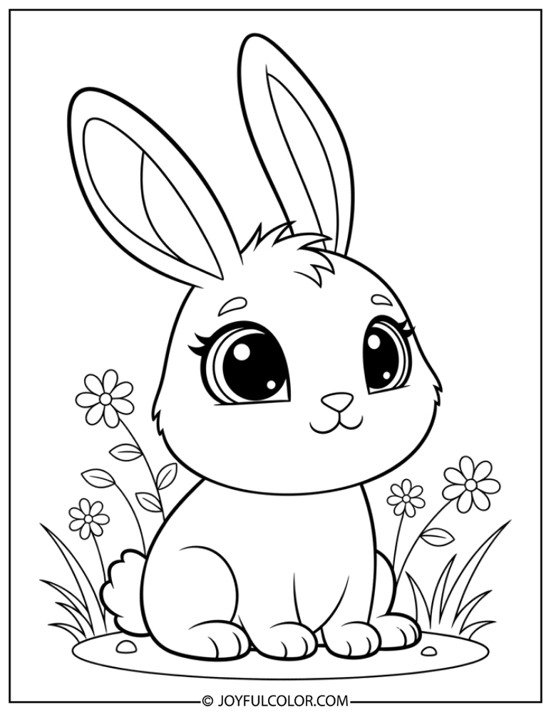 Cartoon Bunny Sitting Coloring Page