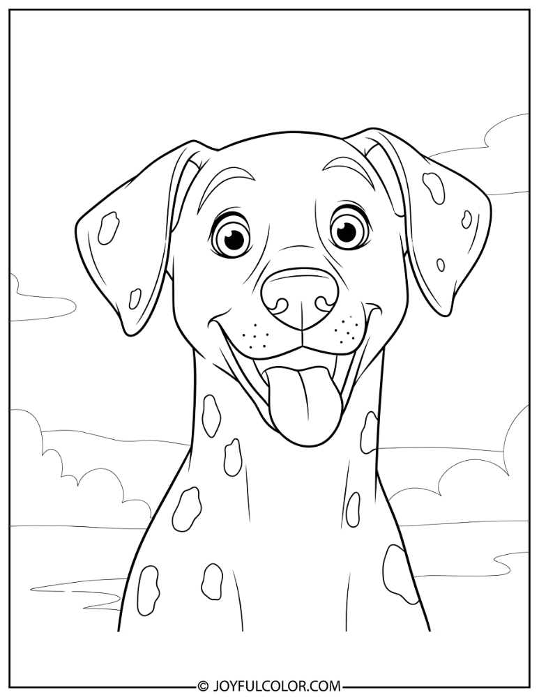Cartoon Dalmatian Smiling Coloring Page