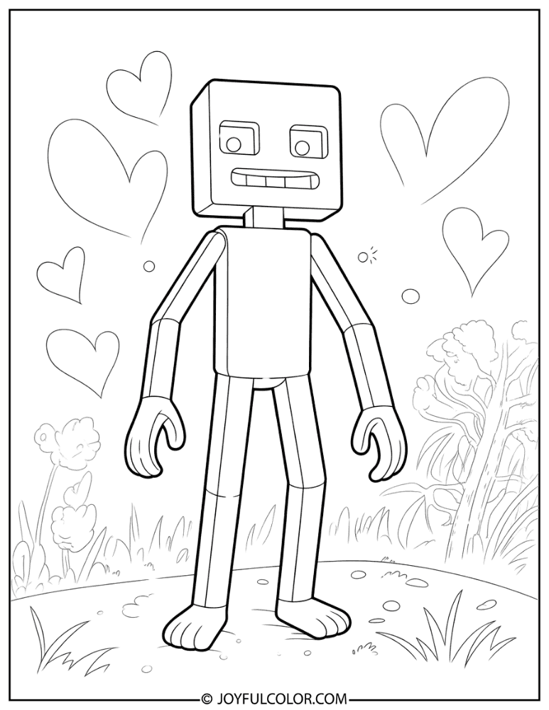 Cartoon Friendly Enderman Coloring Page