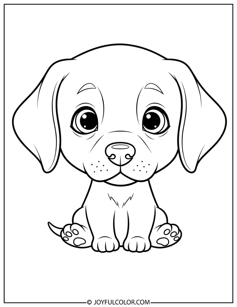 Cartoon Lab Puppy Easy Coloring Page