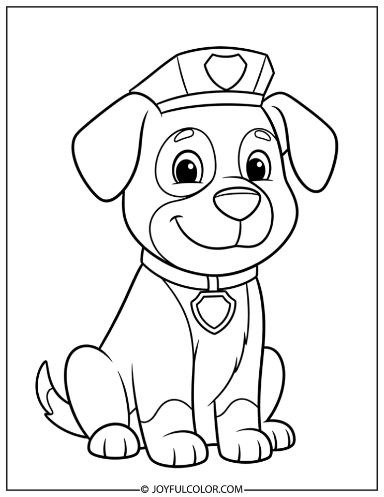 Cartoon Police Dog Easy Coloring Page
