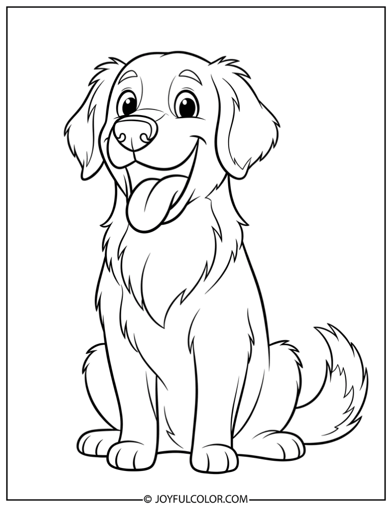 Cartoon Retriever Smiling Coloring Page