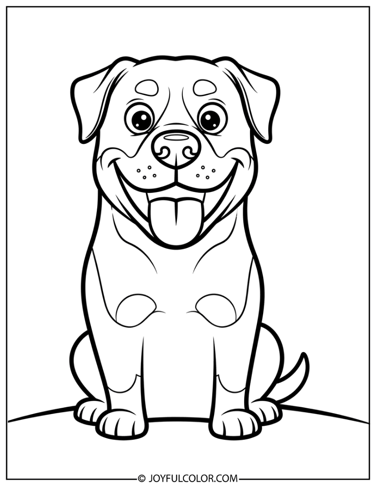 Cartoon Rottweiler Smiling Coloring Page