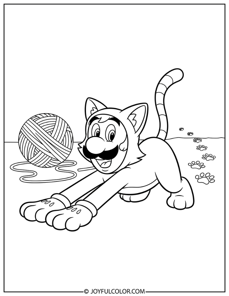 Cat Luigi Coloring Page
