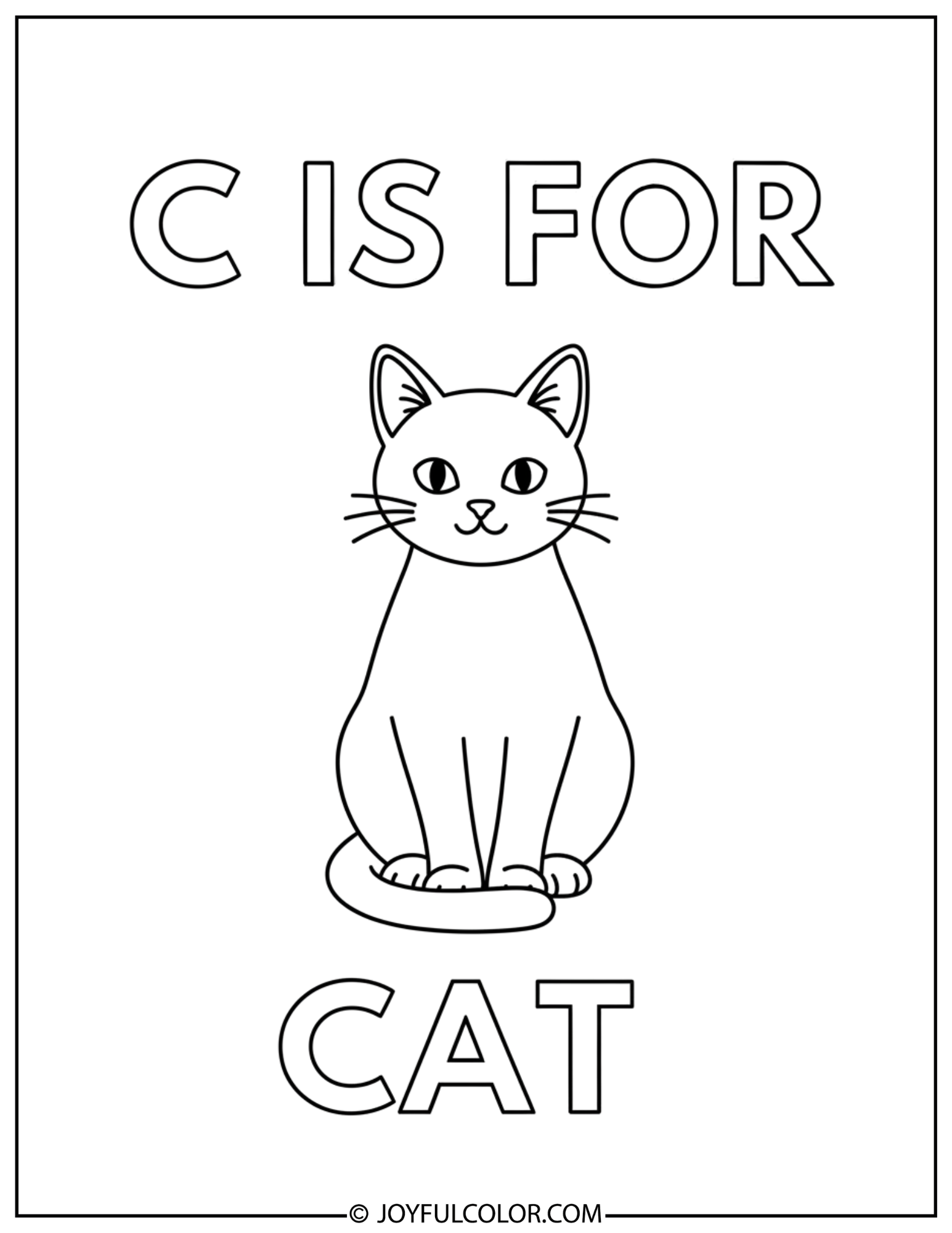 Cat and Car Letter C Coloring Page