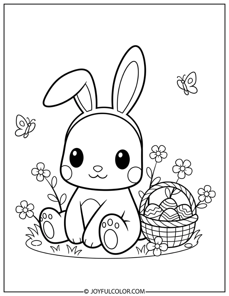 Chao with Bunny Ears Easter Coloring Page