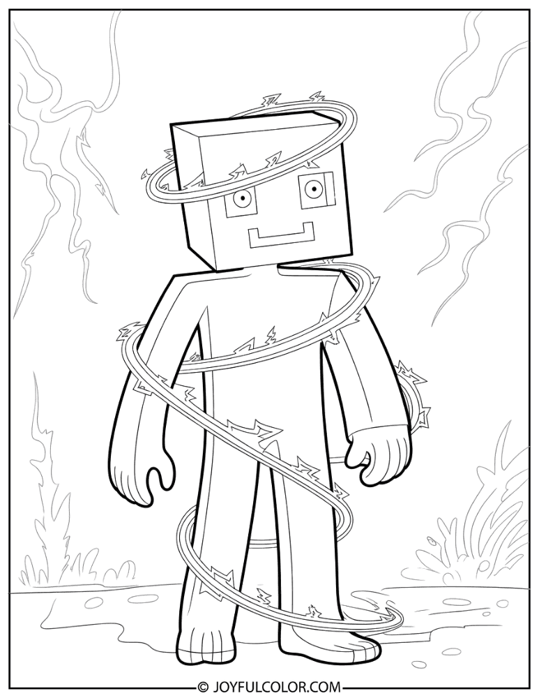 Charged Creeper with Lightning Aura Coloring Page