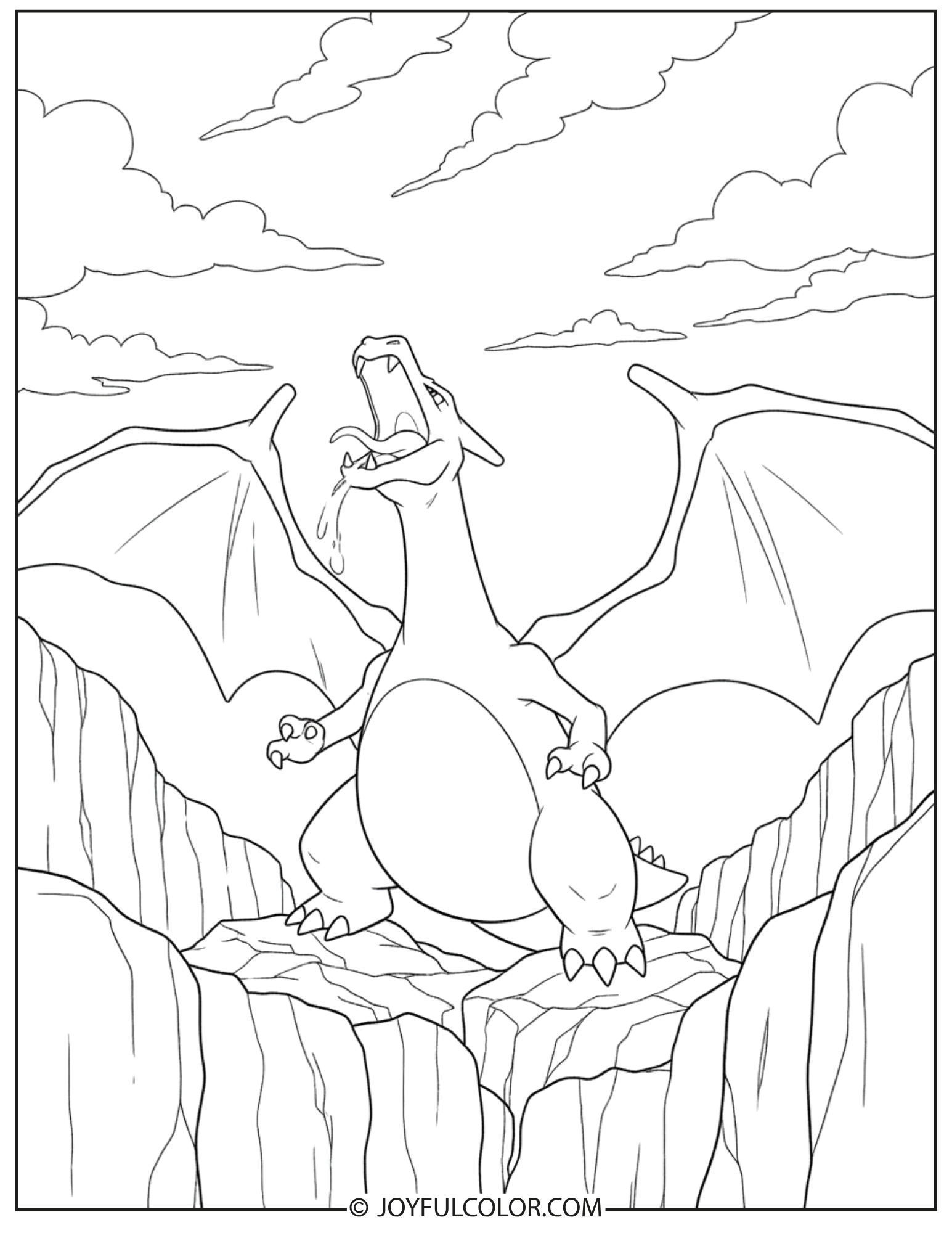 Charizard Roaring Toward the Sky Coloring Page