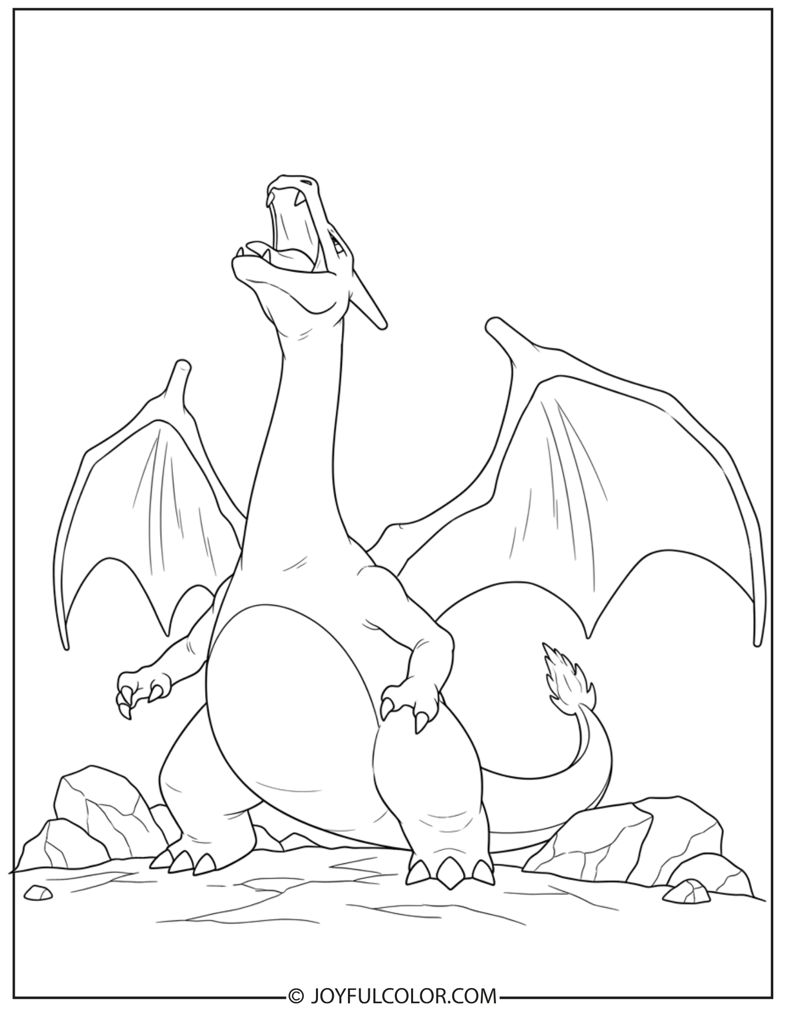 Charizard Roaring Toward the Sky Coloring Page