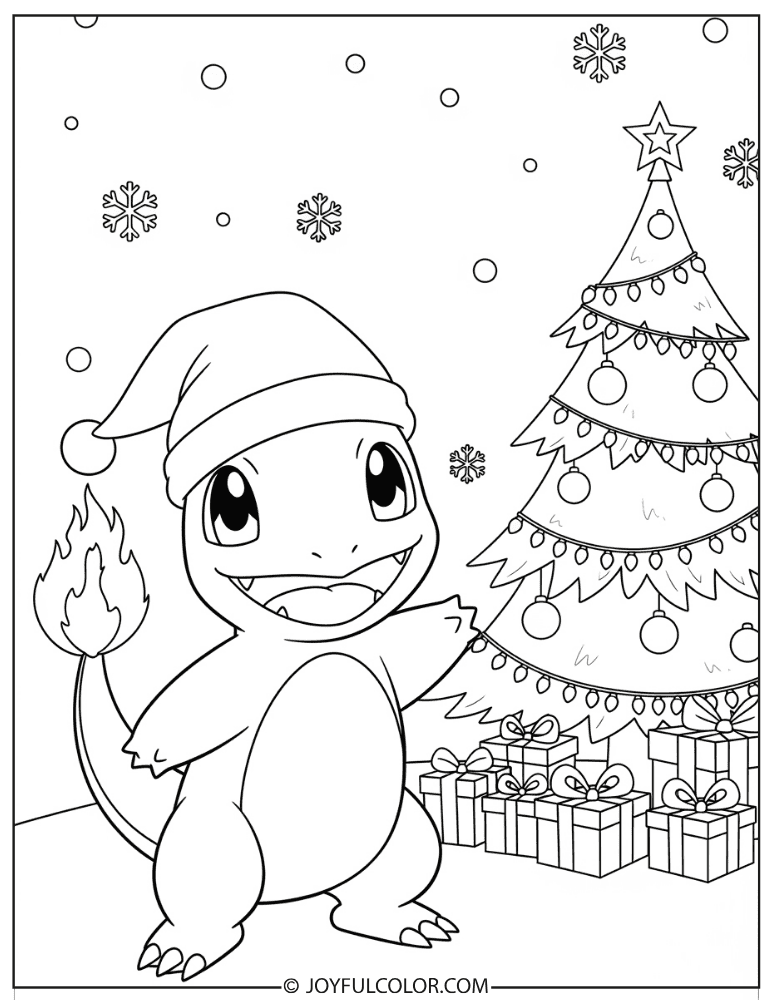 Charmander Christmas Coloring Page