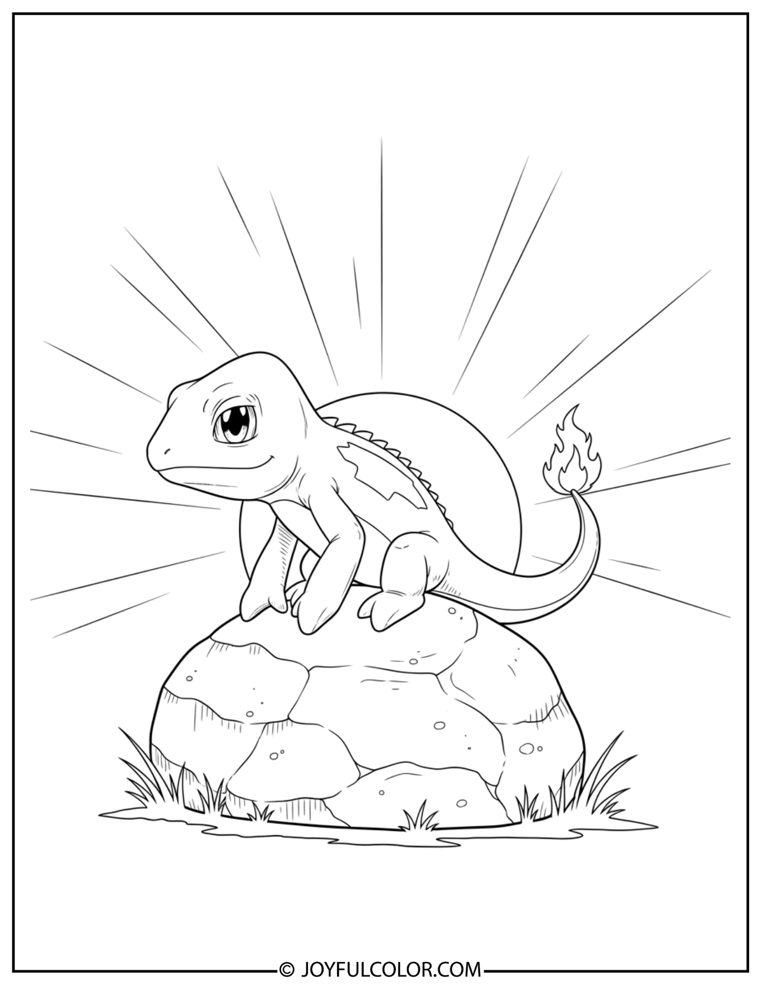 Charmeleon On the Rock Coloring Page