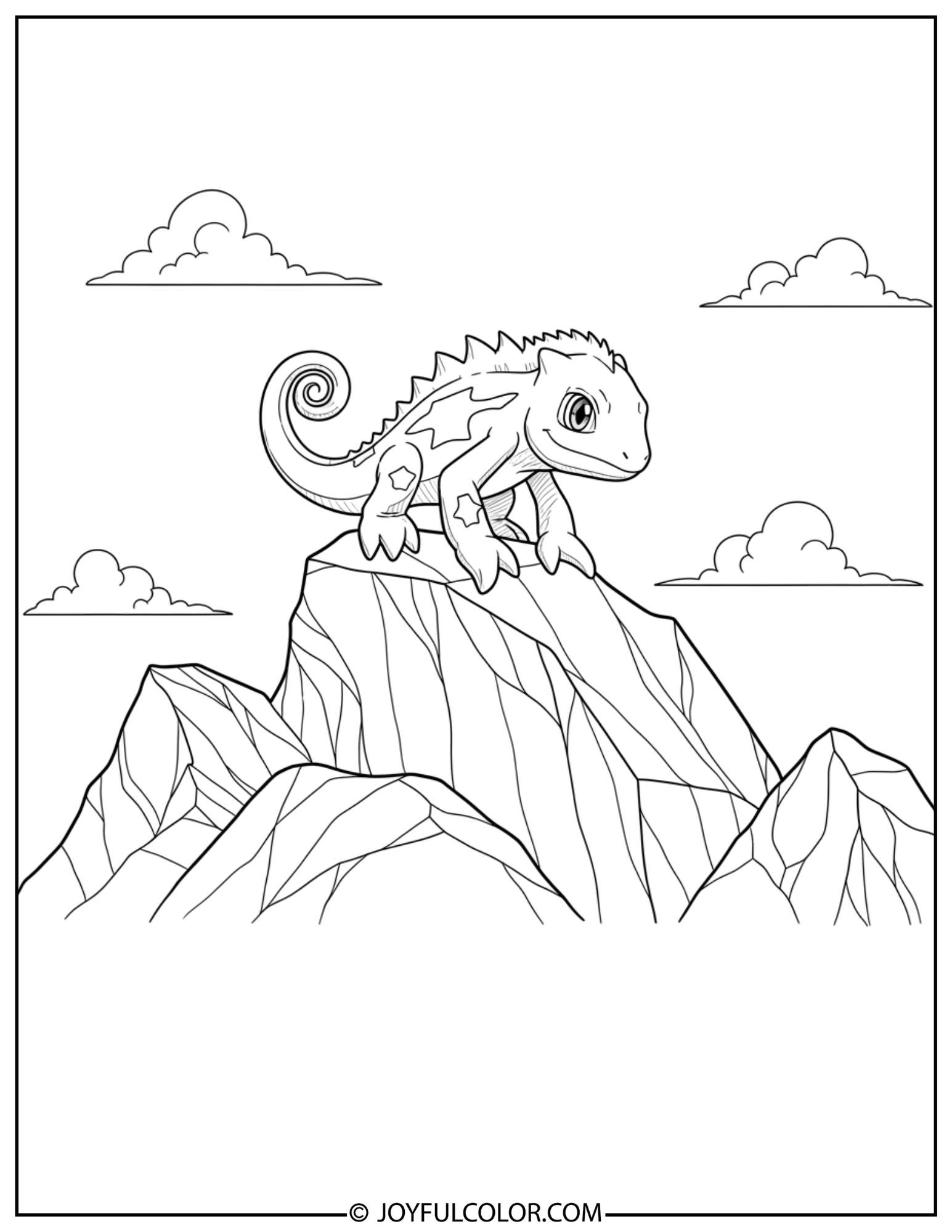 Charmeleon On the Rock Coloring Page