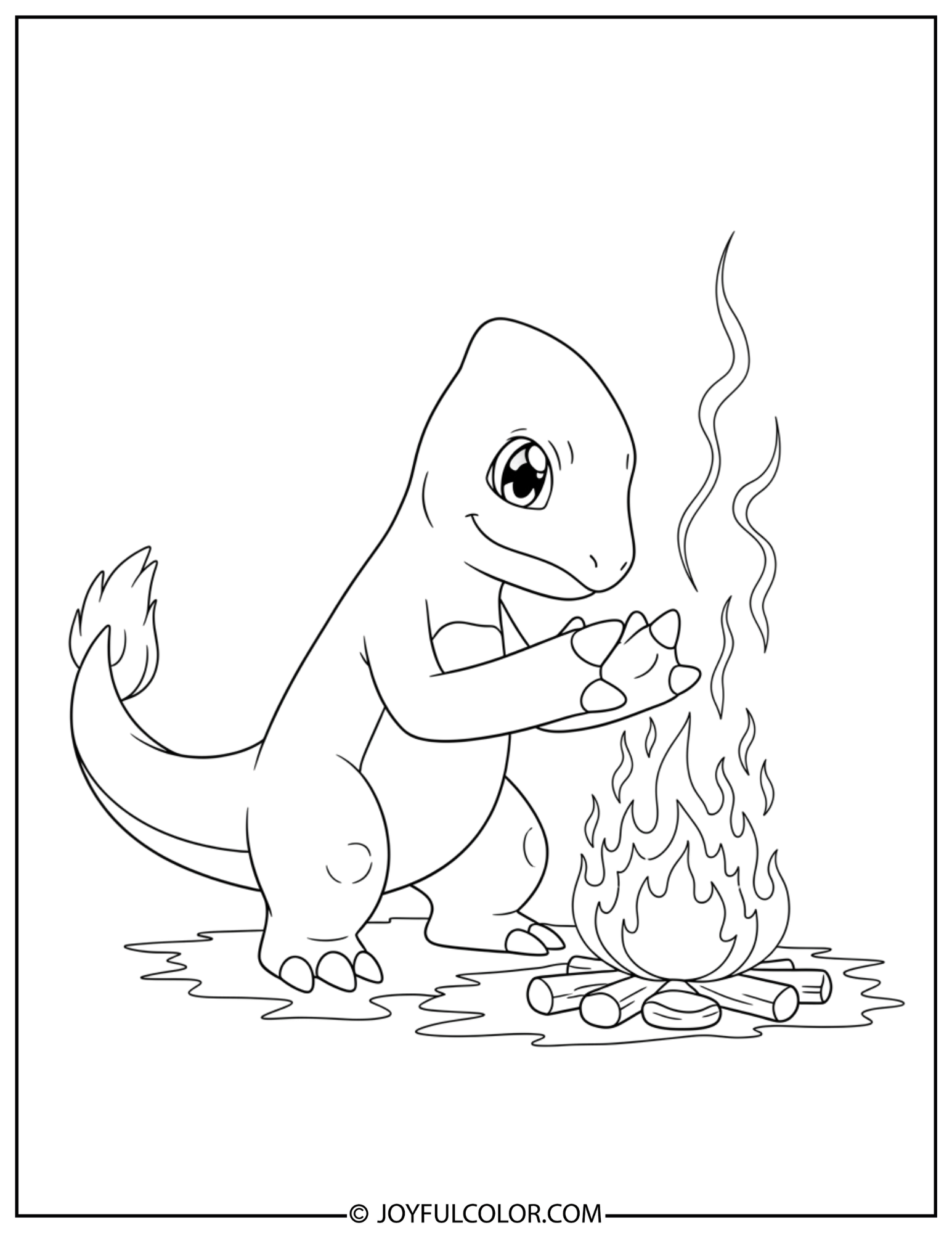 Charmeleon and the Tiny Campfire Coloring Page