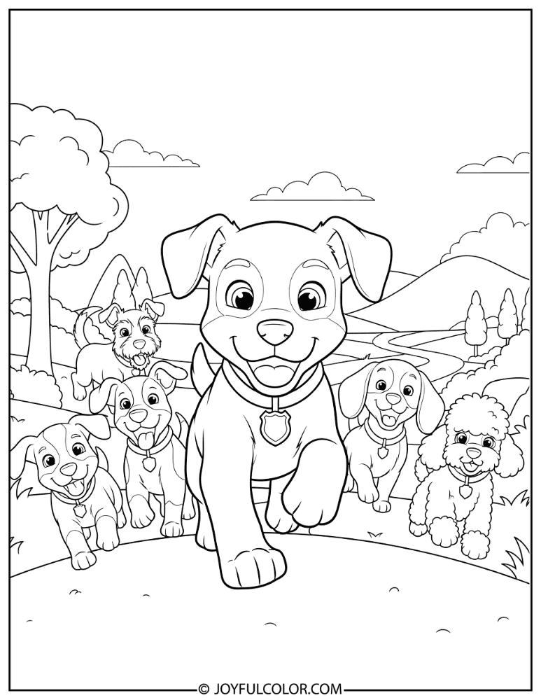 Chase and Friends Adventure Coloring Page