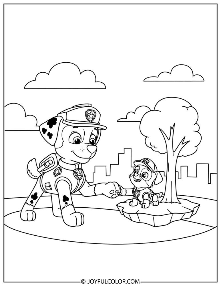Chase on a Rescue Mission Coloring Page