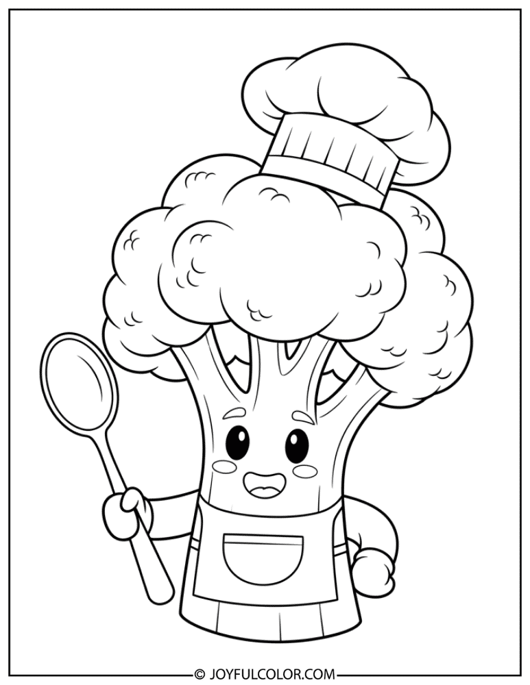 Chef Broccoli Coloring Page