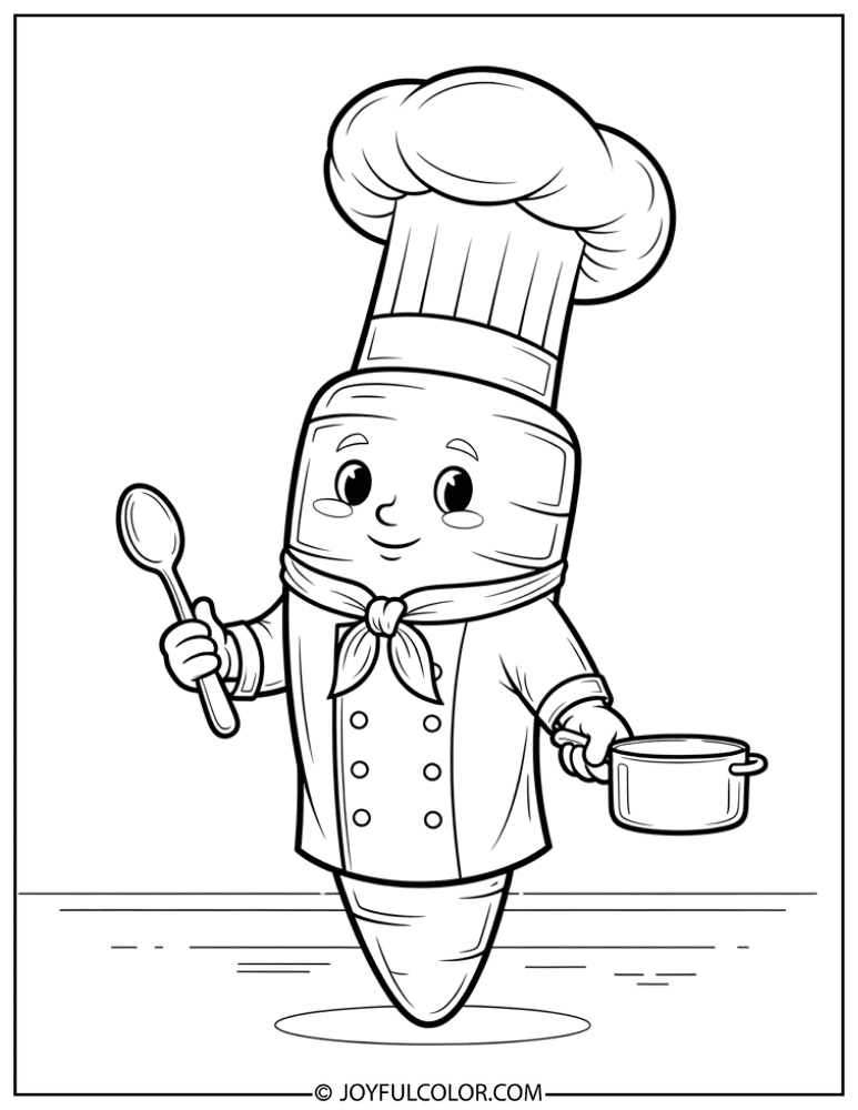 Chef Carrot Coloring Page