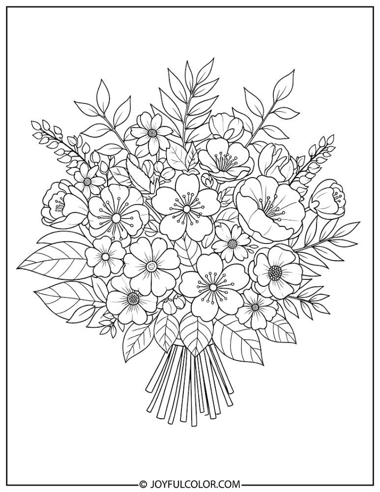 Cherry Blossom Bouquet Coloring Page