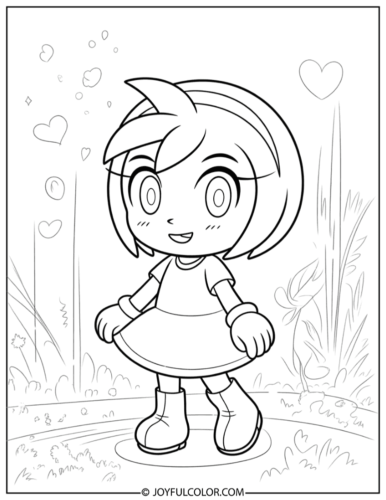 Chibi Amy Rose Coloring Page