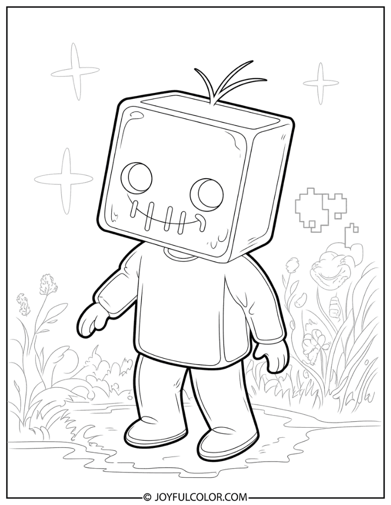 Chibi Creeper Smiling Coloring Page