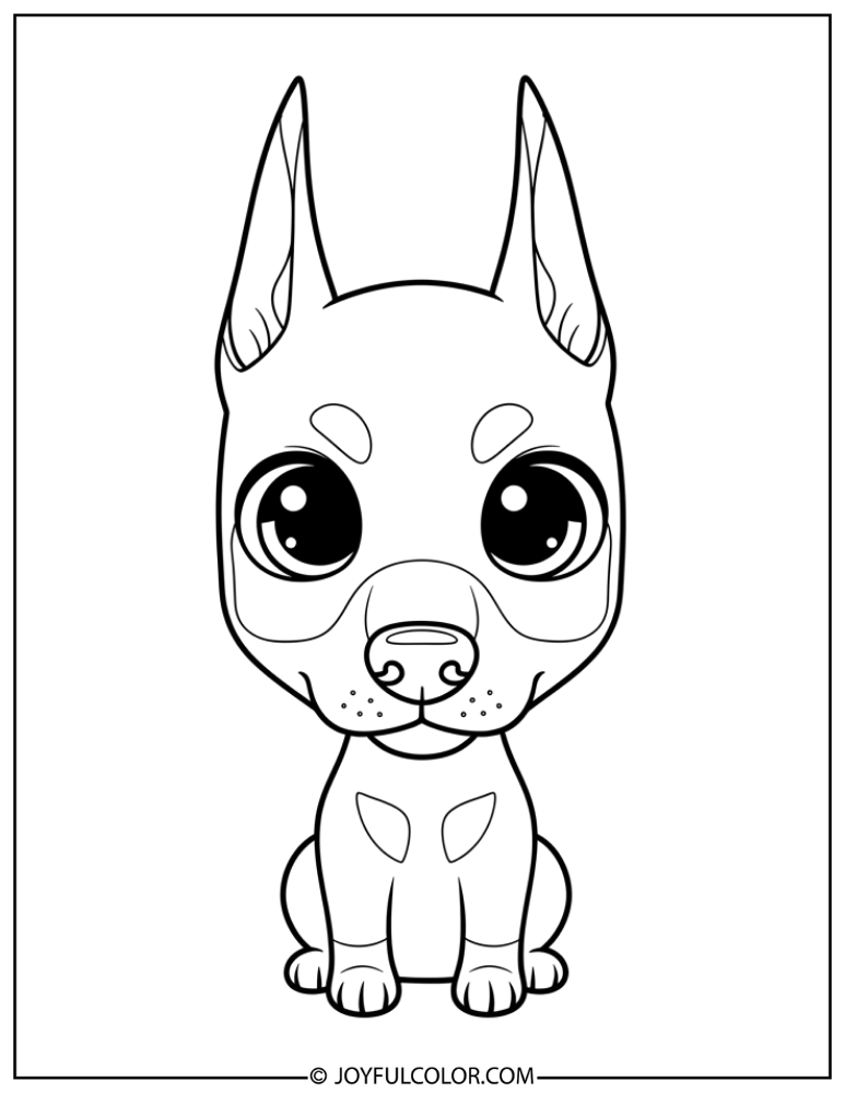 Chibi Doberman Coloring Page