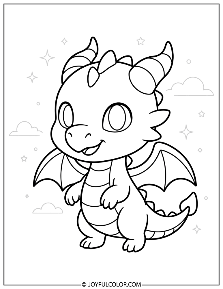 Chibi Ender Dragon Coloring Page