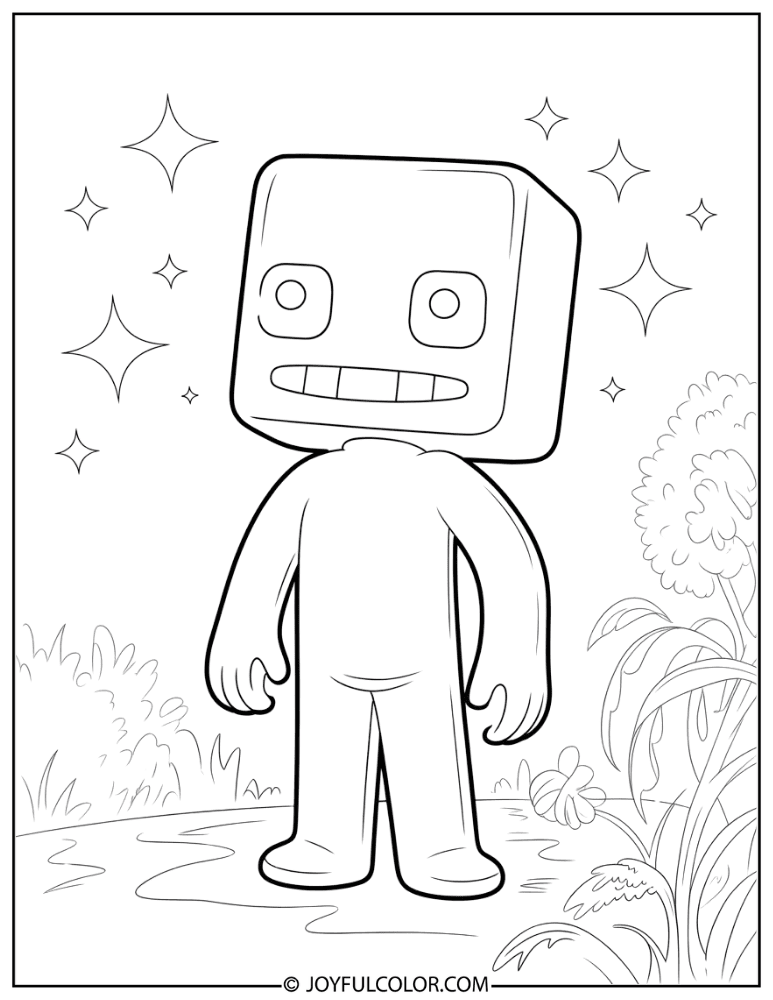 Chibi Enderman Smiling Coloring Page