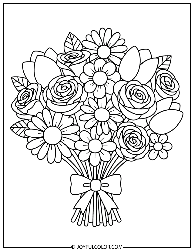 Chibi Floral Bouquet Coloring Page