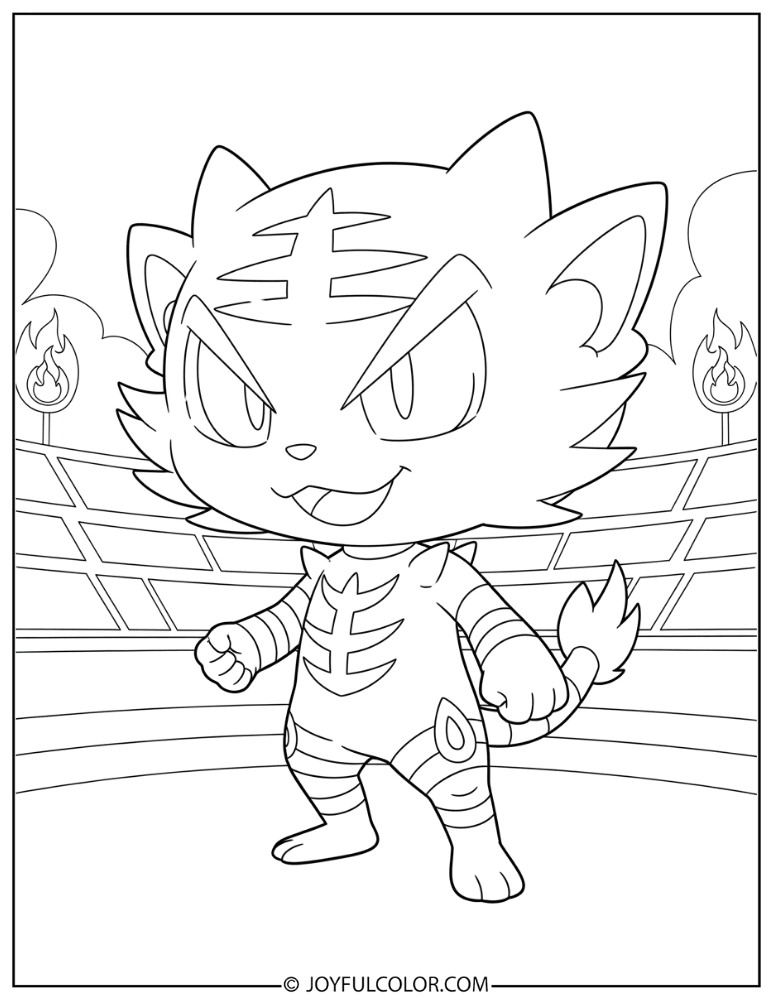 Chibi Incineroar Coloring Page