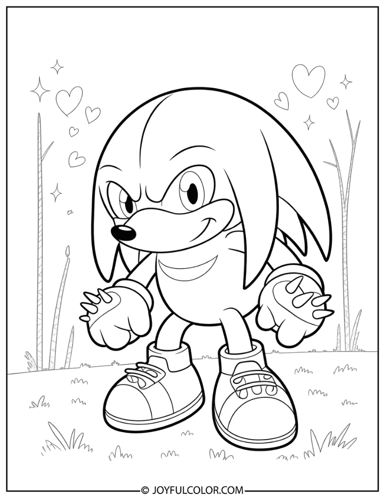 Chibi Knuckles Coloring Page