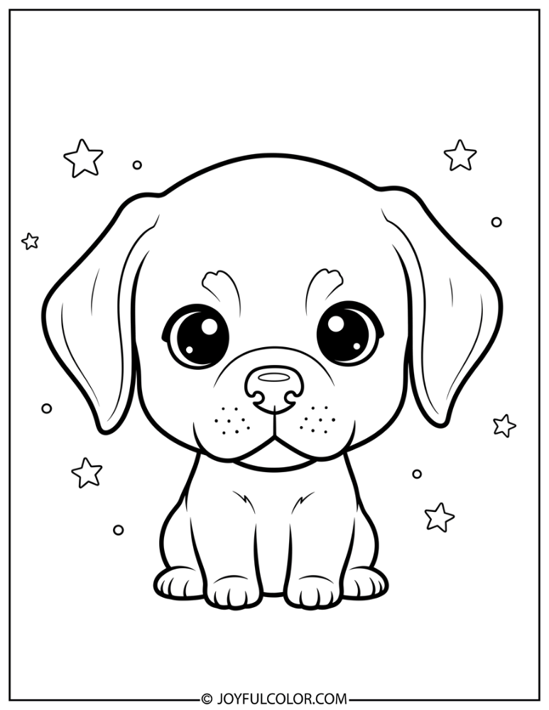 Chibi Lab Puppy Sitting Coloring Page