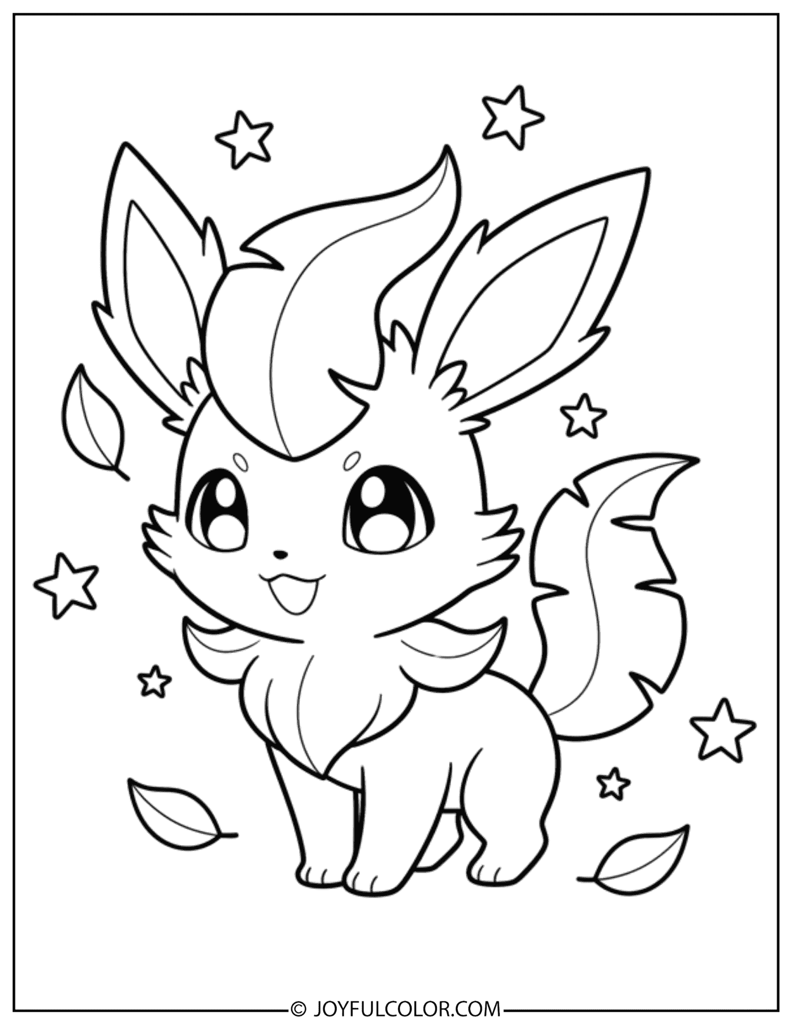 Chibi Leafeon Coloring Page