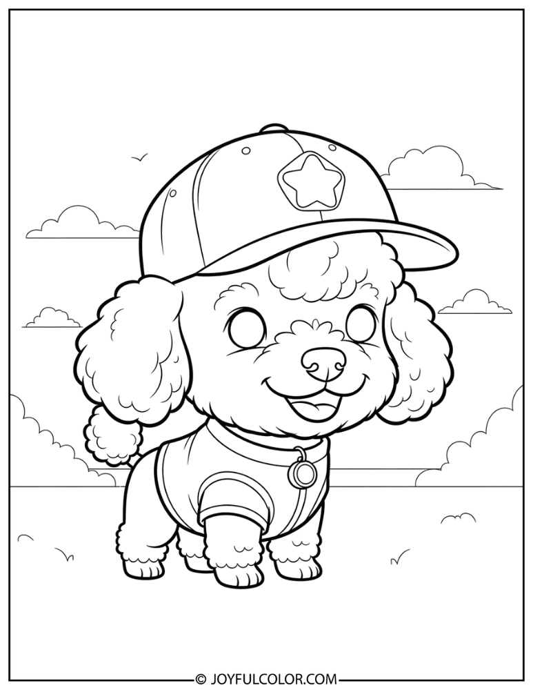 Chibi Poodle Smiling Coloring Page