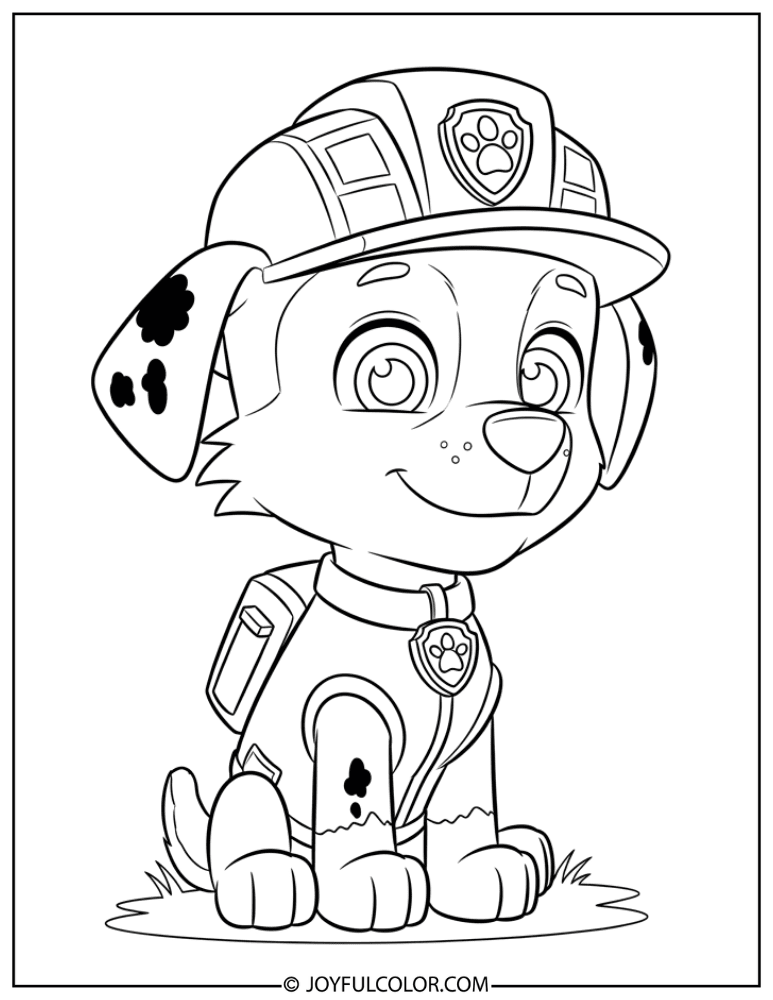 Chibi Rocky Sitting Coloring Page