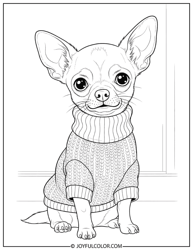 Chihuahua in Sweater Coloring Page