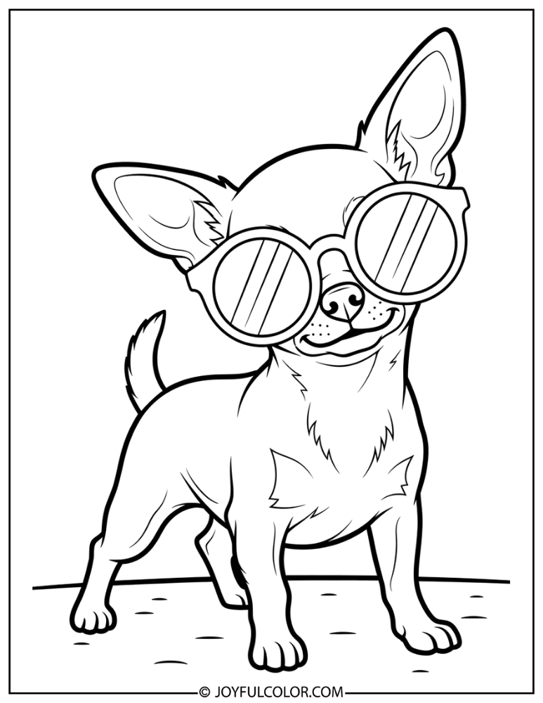 Chihuahua with Sunglasses Coloring Page