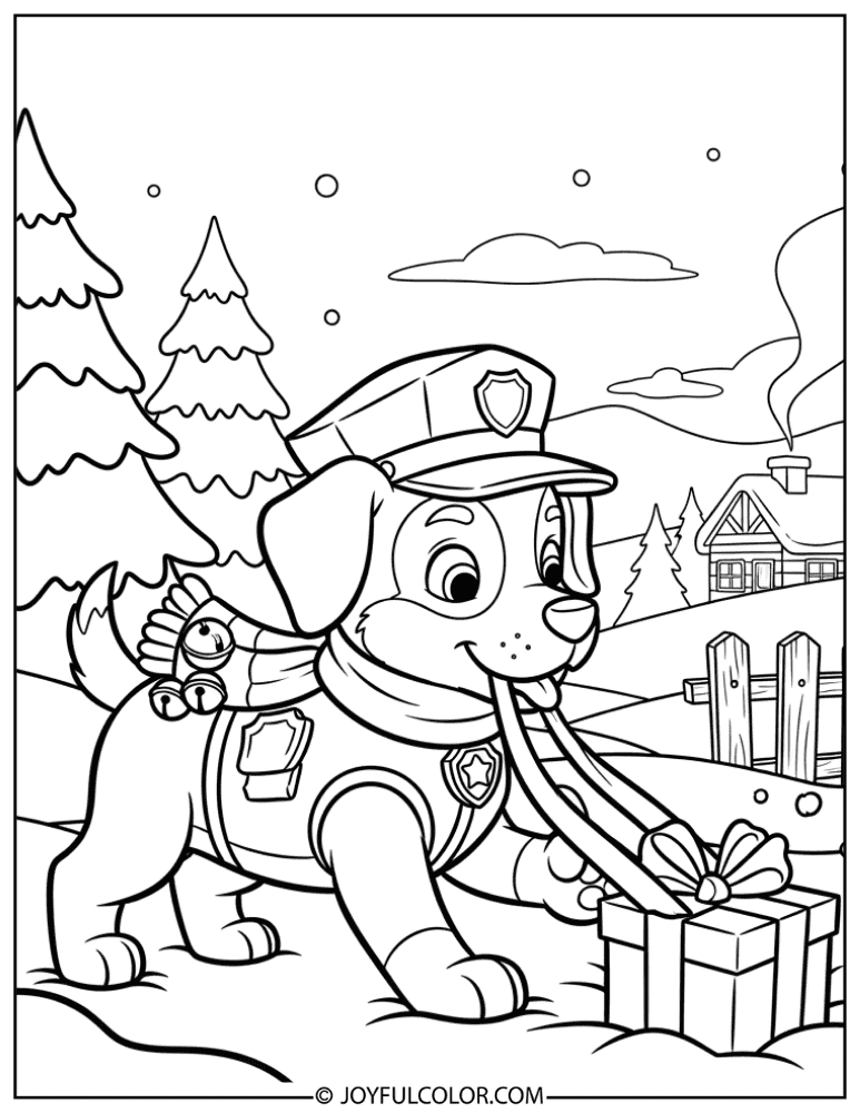 Christmas Chase Paw Patrol Coloring Page
