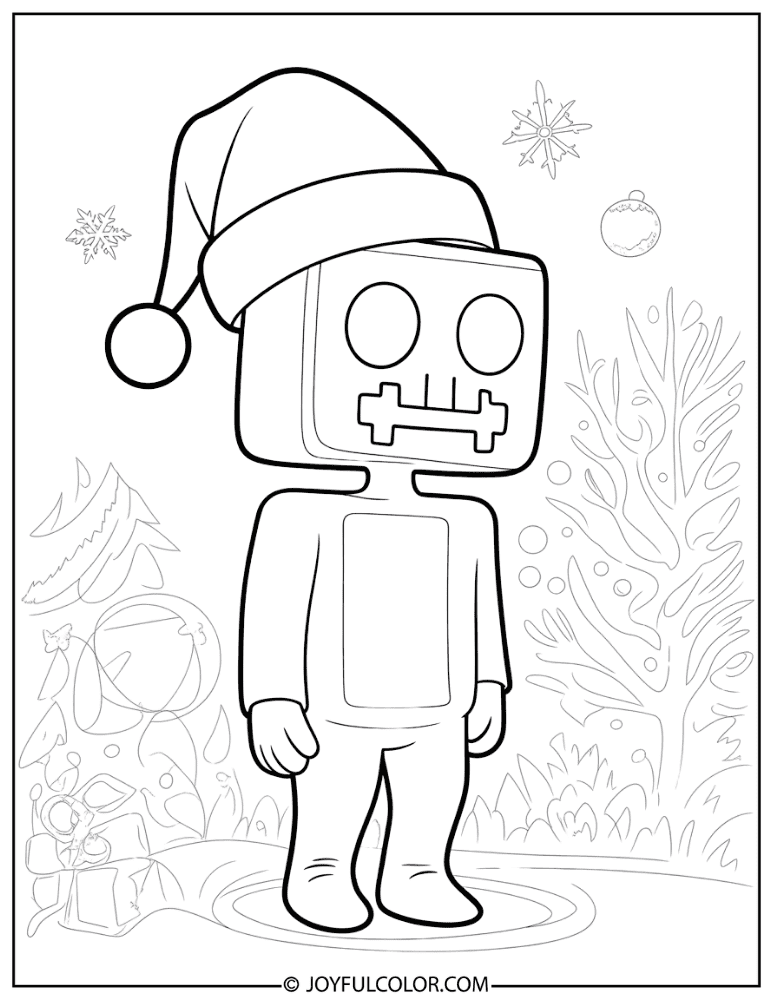 Christmas Creeper with Santa Hat Coloring Page
