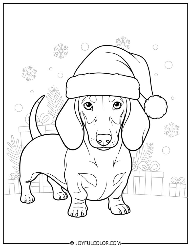 Christmas Dachshund Coloring Page