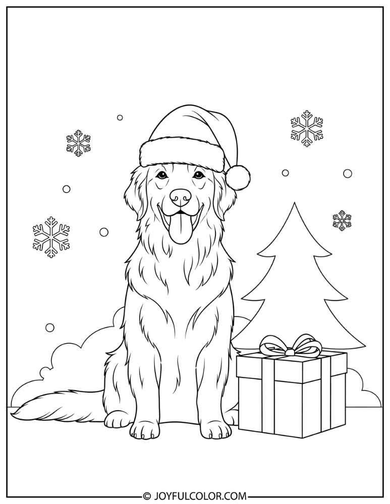 Christmas Retriever Coloring Page