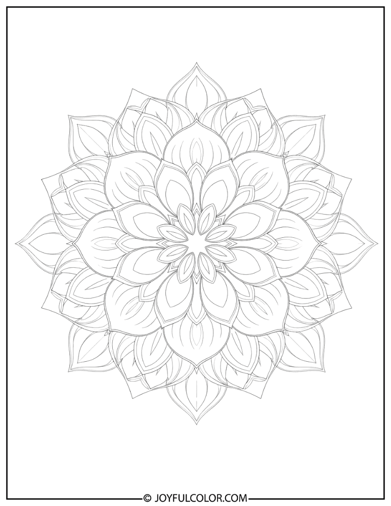 Circular Lotus Mandala Pattern Coloring Page